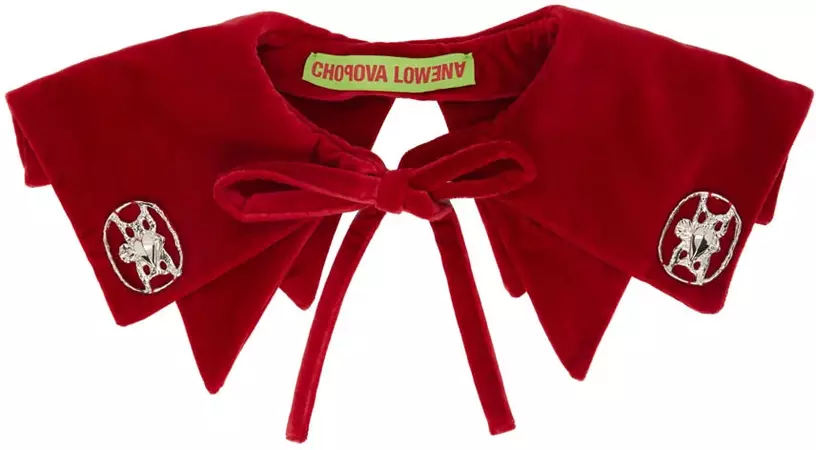 Red Velvet Double Collar by Chopova Lowena on Sale