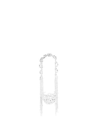 Susan Fang crystal beaded fringe shoulder bag silver BUBBLEPEARLCRESCENT - Farfetch