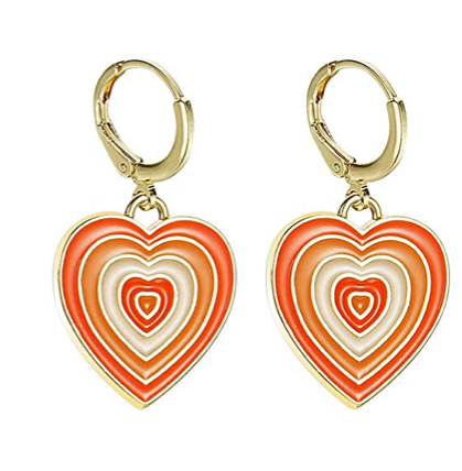 orange heart earrings
