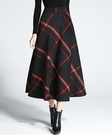 Coeur de Vague Red & Black Plaid Maxi Skirt - Women | Zulily