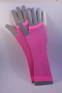 Fishnet Gloves. Long, Neon Pink. - Rowfers