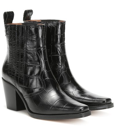 Western leather ankle boots