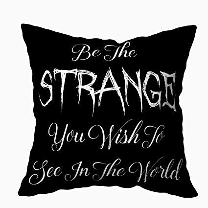 Capsceoll Halloween Goth Punk be The Strange Quote Decorative Throw Pillow Case 18X18Inch,Home Decoration Pillowcase Zippered Pillow Covers Cushion Cover with Words for Book Lover Worm Sofa Couch: Gateway