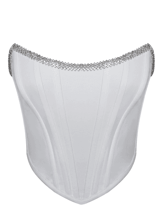 White Corset Top With Crystal Trim