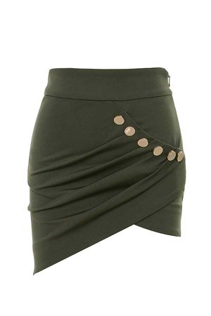 Clothing : Skirts : 'Laure' Khaki Draped Mini Skirt