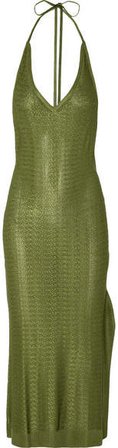 Knitted Midi Dress - Green