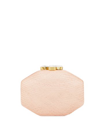 Rafe Sofia Straw Clutch Polygon Bag, Pink | Neiman Marcus