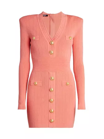 Shop Balmain Long-Sleeve Buttoned Minidress | Saks Fifth Avenue