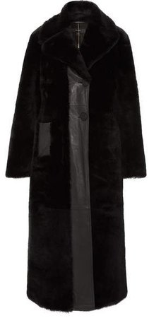 Cortillard Leather-trimmed Shearling Coat - Black