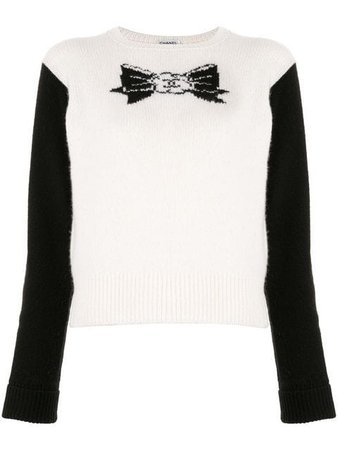 Chanel Vintage intarsia-bow Cashmere Jumper - Farfetch