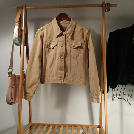 Vintage Jackets & Coats | Cotton Khaki Jean Jacket Size M Trucker Vtg Denim | Poshmark