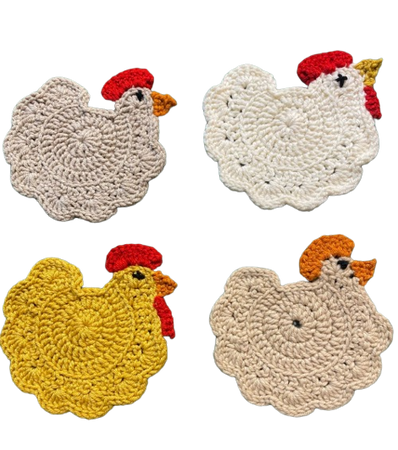 crocheted chickens
