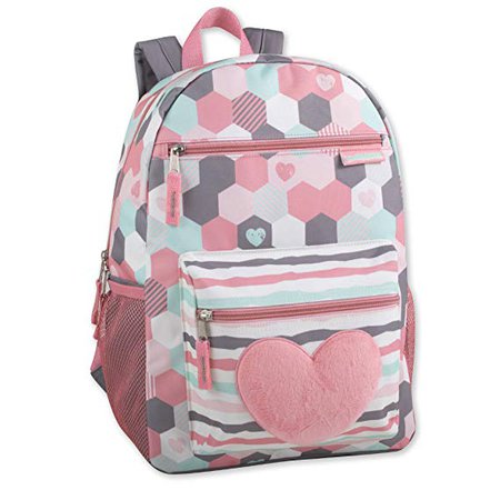 Amazon.com | Girl's Backpack With Plush Applique And Multiple Pockets (Plush Hearts) | Kids' Backpacks