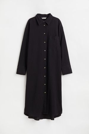 Oversized Shirt Dress - Black - Ladies | H&M AU