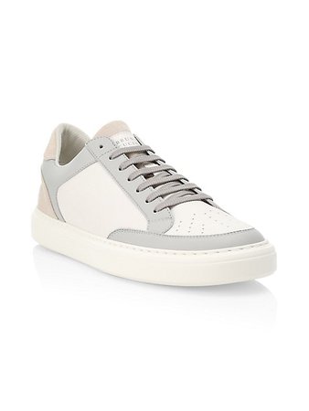 Shop Brunello Cucinelli Colorblock Leather Sneakers | Saks Fifth Avenue