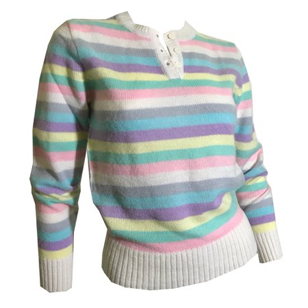 Pastel Rainbow Striped Brushed Wool Blend Sweater circa 1970s – Dorothea's Closet Vintage