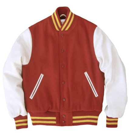 red/ stone varsity jacket