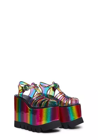 Club Exx Rainbow Platform Sandals - Multi – Dolls Kill
