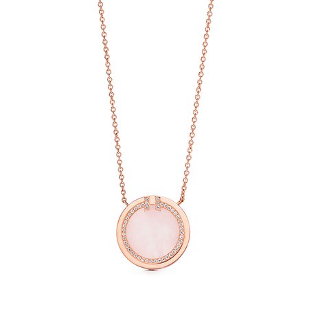 Tiffany T Two diamond and pink opal circle pendant in 18k rose gold. | Tiffany & Co.