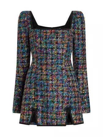 Shop Sau Lee Jenna Sequin Tweed Minidress | Saks Fifth Avenue