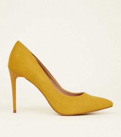 Yellow Comfort Suedette Pointed Court Shoes | New Look