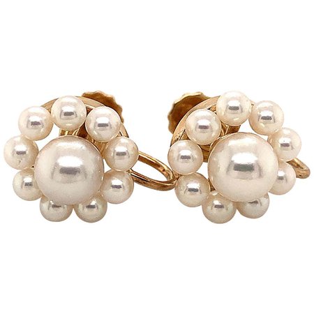 1960s Non Pierced Screw Back Akoya Pearl Earrings For Sale at 1stDibs