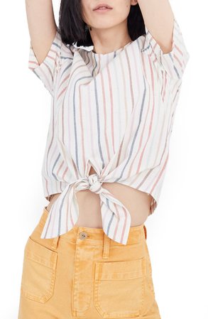 Madewell Rainbow Stripe Button Back Top | Nordstrom