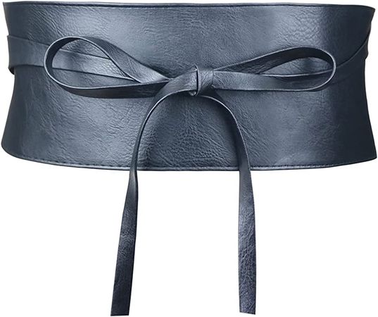 Wide Obi Belts for Women Faux Leather Black Thick Belt Lace Up Wrap Waistband S at Amazon Women’s Clothing store