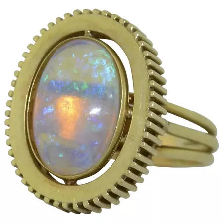 14k Retro 5.8CT Jelly Opal Ring size 9.5 U.S. : Okey's Secret Room | Ruby Lane
