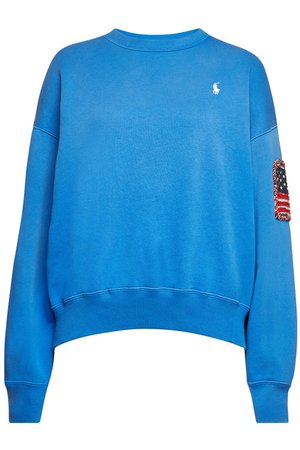 Polo Ralph Lauren - Printed Cotton Sweatshirt with Embroidery - blue