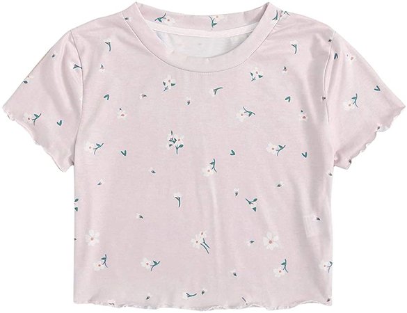 SweatyRocks Women's Basic Crop Top Short Sleeve Round Neck Tee T-Shirt at Amazon Women’s Clothing store