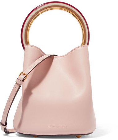 Pannier Leather Bucket Bag - Pastel pink