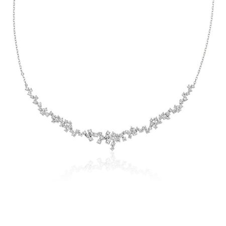 Diamond Scatter "V" Necklace in 14k White Gold (1 1/2 ct. tw.) | Blue Nile