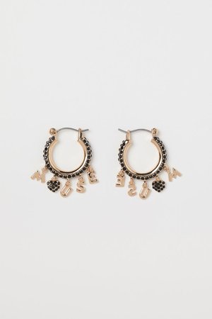 Rhinestone Hoop Earrings - Gold-colored/Mickey Mouse - Ladies | H&M US