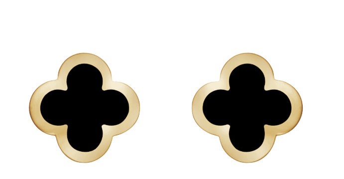 Van Cleef & Arpels Pure Alhambra earstuds 18K yellow gold, Onyx - Van Cleef & Arpels | ShopLook