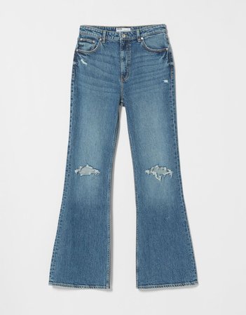 Ripped flared vintage jeans - Denim - Woman | Bershka