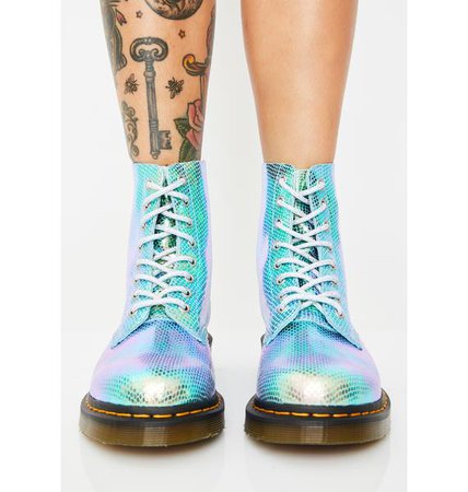 Dr. Martens 1460 Pascal Blue Duo Chrome Boots | Dolls Kill