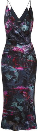 Cushnie - Vienna Wrap-effect Floral-print Devoré-chiffon Midi Dress - Black