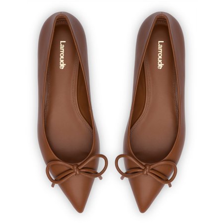 Lee Flat In Caramel Leather | Larroude Shoes