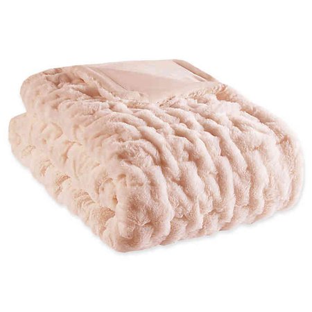 Madison Park Ruched Faux Fur Throw Blanket | Bed Bath & Beyond
