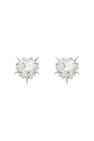 Crystal Heart Earrings With Spikes – Alessandra Rich