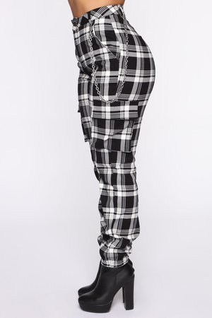 *clipped by @luci-her* Never Over Plaid Joggers - Black/White - Pants - Fashion Nova
