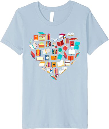 Book Lover Heart Shape Reading Club Librarian Bookworm Gift Premium T-Shirt : Clothing, Shoes & Jewelry