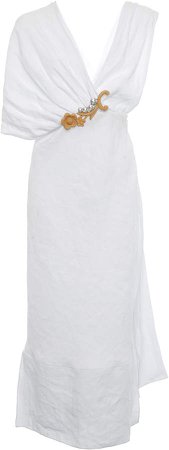 Asymmetric Embroidered Crepe Dress