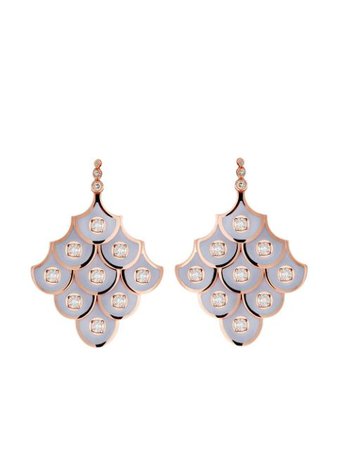 Selim Mouzannar 18kt Rose Gold Fish For Love Enamel And Diamond Earrings In Silver | ModeSens