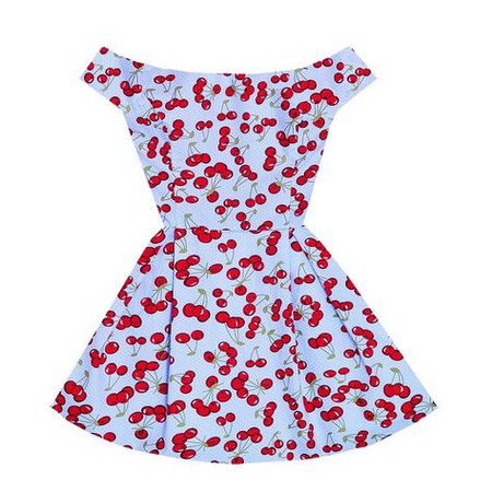 blue + red cherry print mini dress