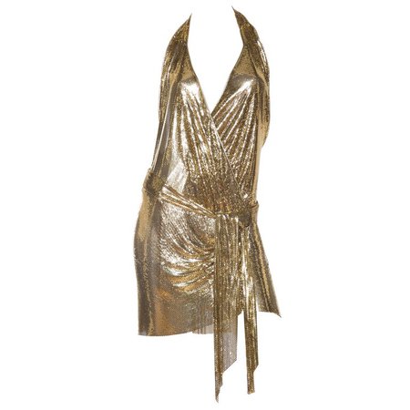 Morphew Backless Gold Metal Mesh Dress For Sale at 1stdibs