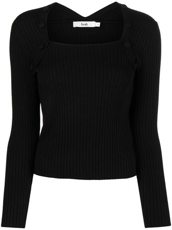 b+ab square-neck long-sleeve Sweater - Farfetch