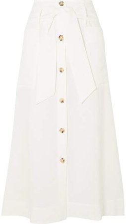 Le Kasha - Giza Linen Midi Skirt - White
