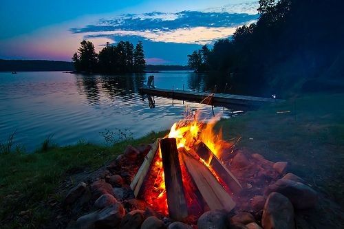 camp lake night summer